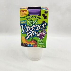 Ball Vintage 5 Count 8 oz Freezer Jar Stack-Lock-Store Twist-Lock-Design Clear